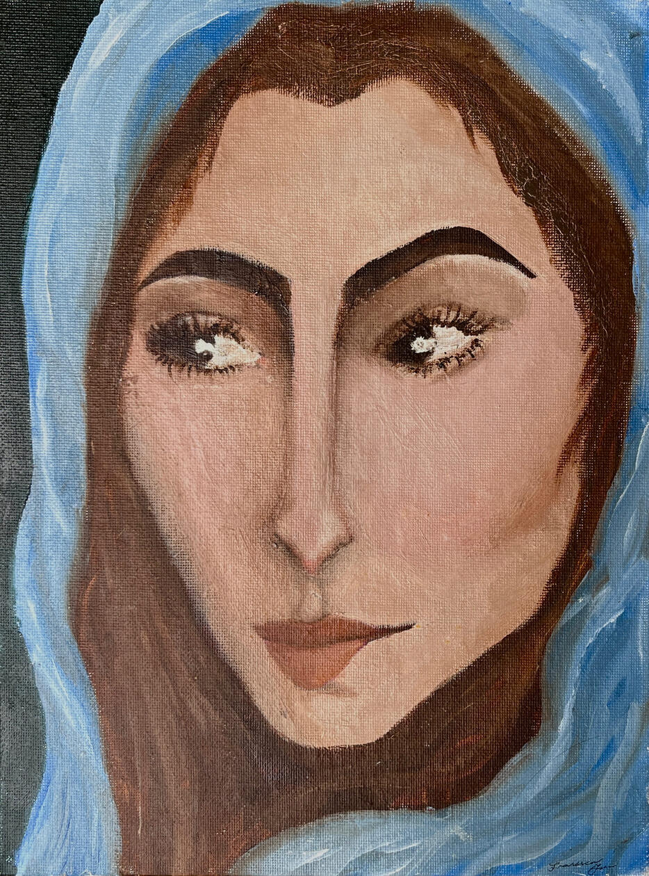 Kind Woman in Byzantine Style, 2019. Oil on canvas