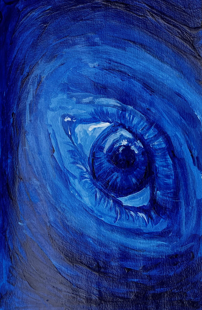 Life in Blue, 2018. Acrylic on paper