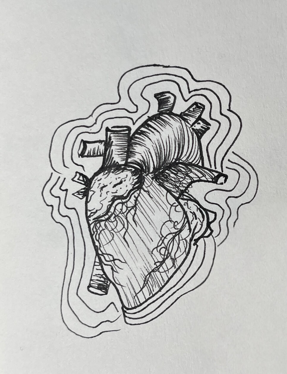 Beating Heart, 2020. Ink on paper